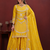 Yellow chinon silk sequence embriordered sharara suit