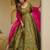 Pista green digital print silk blend gown