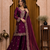 Deep purple fendy silk sequence embriordered sharara suit
