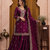 Deep purple fendy silk sequence embriordered sharara suit