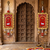 shubh labh cow golden border door hanging with pearl beads decorative home wall hanging (pack of 2)