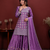 Light purple chinon silk sequence embriordered sharara suit