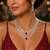 Ruby Red Bridal Jewelry Set, Marquise Crystal Double Layer Necklace, Dangle Earrings
