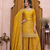 Yellow chinon silk sequence embriordered sharara suit
