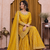 Yellow chinon silk sequence embriordered sharara suit