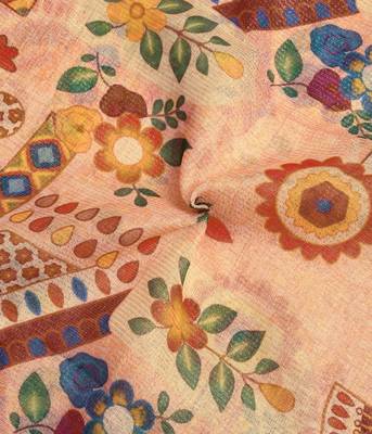 rust shimmer handloom cotton blend saree with ethnic border print (t sfhcs326) 4