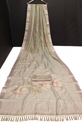 green shimmer handloom cotton blend saree floral print (t sfhcs324) 3