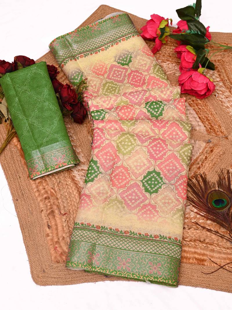 beige shimmer handloom cotton blend saree tonal floral print (t sfhcs319)