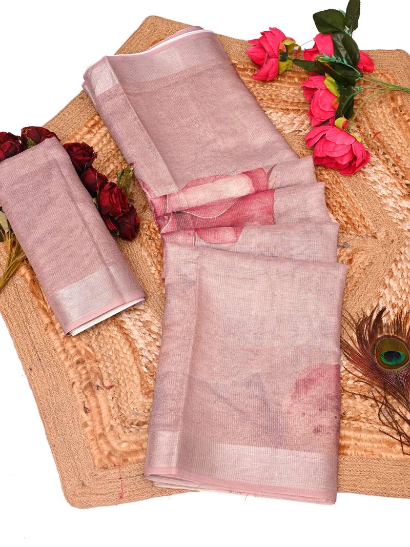 pink multicolor shimmer handloom cotton blend saree ethnic border print (t sfhcs318)