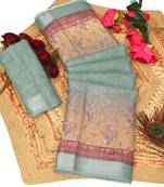 multicolor shimmer handloom cotton blend digital print saree