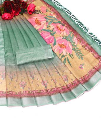 multicolor shimmer handloom cotton blend digital print saree 2