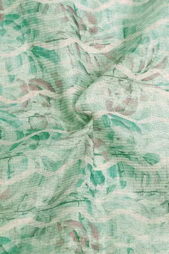 green multicolor shimmer handloom cotton blend saree floral print (t sfhcs320)