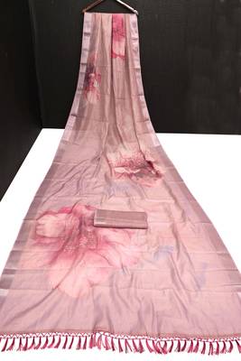 pink multicolor shimmer handloom cotton blend saree ethnic border print (t sfhcs318) 3