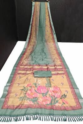multicolor shimmer handloom cotton blend digital print saree 3