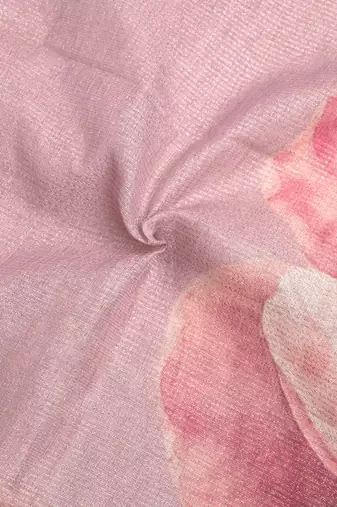 pink multicolor shimmer handloom cotton blend saree ethnic border print