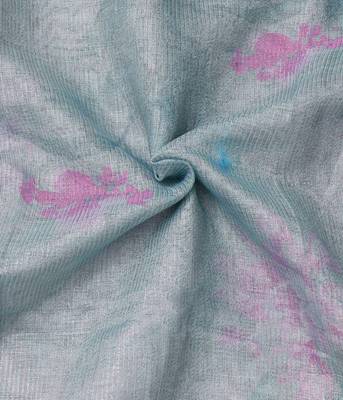 grey multicolor shimmer handloom cotton blend saree floral print 4