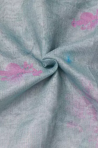 grey multicolor shimmer handloom cotton blend saree floral print