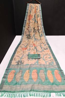 sea green multicolor shimmer handloom cotton blend digital print saree (t sfhcs315) 3