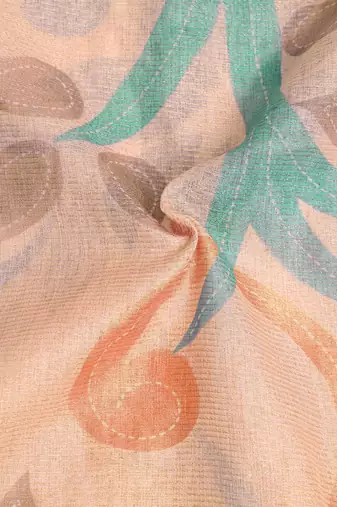 sea green multicolor shimmer handloom cotton blend digital print saree