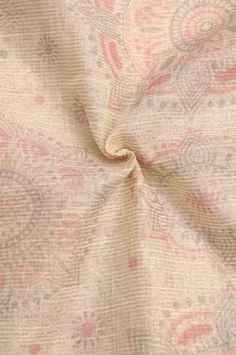 beige green multicolor shimmer handloom cotton blend digital print saree