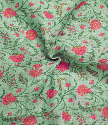 sea green shimmer handloom cotton blend saree tonal print 4