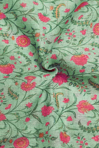 sea green shimmer handloom cotton blend saree tonal print