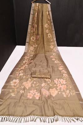 brown multicolor shimmer handloom cotton blend digital print saree 3