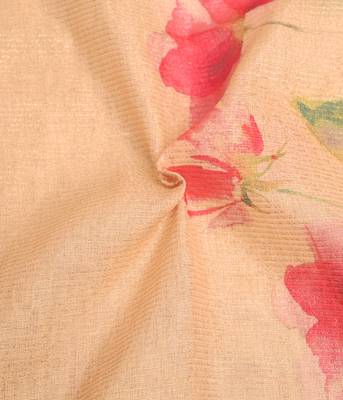 beige multicolor shimmer handloom cotton blend saree with floral print (t sfhcs310) 4