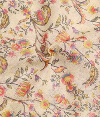 olive beige shimmer handloom cotton blend saree with floral print (t sfhcs308) 4