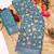 teal multicolor shimmer handloom cotton blend saree floral print