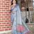 sky blue pink shimmer handloom cotton blend saree with floral print (sfhcs327)