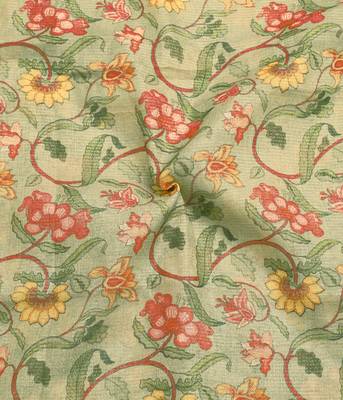 beige olive shimmer handloom cotton blend saree with floral print (t sfhcs303) 4