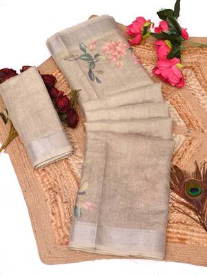 beige multicolor shimmer handloom cotton blend digital print saree (t sfhcs307) 1