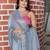sky blue pink shimmer handloom cotton blend saree with floral print (sfhcs327)