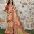 rust shimmer handloom cotton blend saree with ethnic border print (sfhcs326)