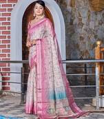 pink shimmer handloom cotton blend saree tonal floral print (sfhcs325)