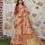 rust shimmer handloom cotton blend saree with ethnic border print (sfhcs326)