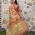 rust shimmer handloom cotton blend saree with ethnic border print (sfhcs326)