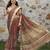 brown beige shimmer handloom cotton blend saree peacock border print (sfhcs323)