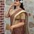 brown beige shimmer handloom cotton blend saree peacock border print (sfhcs323)