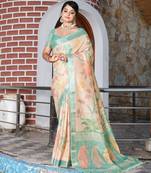 sea green multicolor shimmer handloom cotton blend digital print saree (sfhcs315)