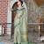 sea green shimmer handloom cotton blend saree tonal print