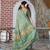sea green shimmer handloom cotton blend saree tonal print