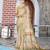 olive beige shimmer handloom cotton blend saree with floral print (sfhcs308)