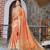 orange peach shimmer handloom cotton blend saree floral print