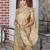 olive beige shimmer handloom cotton blend saree with floral print (sfhcs308)