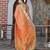 orange peach shimmer handloom cotton blend saree floral print