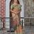 beige olive shimmer handloom cotton blend saree with floral print (sfhcs303)