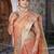 orange peach shimmer handloom cotton blend saree floral print
