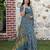 teal multicolor shimmer handloom cotton blend saree floral print